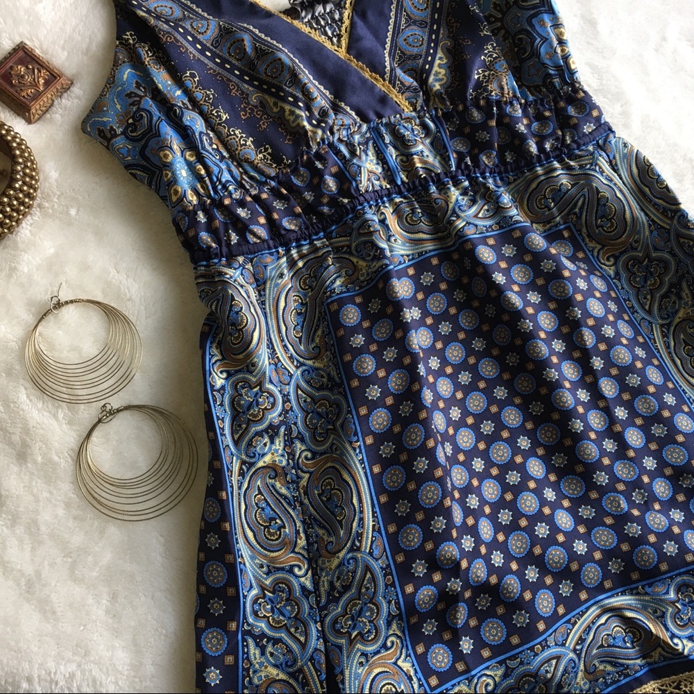 HP🌹{HALE BOB} 💯% Silk Boho Lace Trim Top - Picture 3 of 8